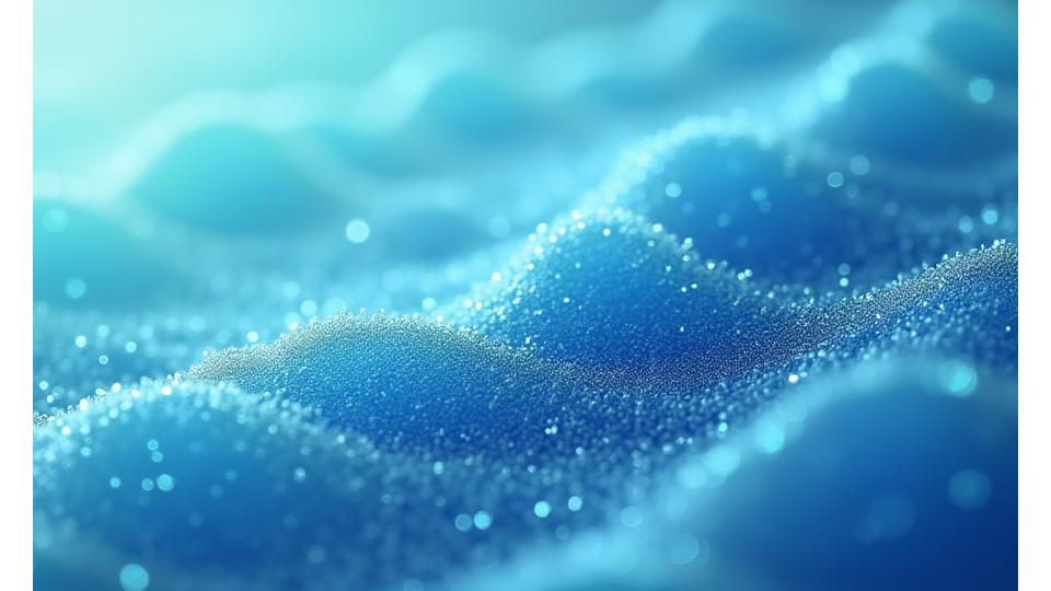 Visuell representasjon av lydbølger som treffer et akustisk materiale og blir absorbert, med grafiske elementer som viser frekvensreduksjon.