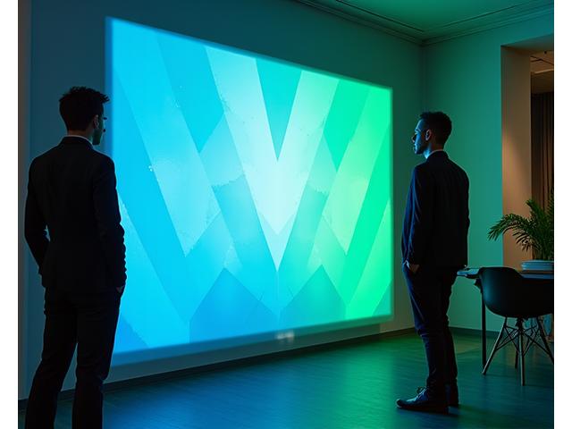 Interaktiv kunstinstallasjon med sensorer som reagerer på betrakterens bevegelse, og endrer farge og form.