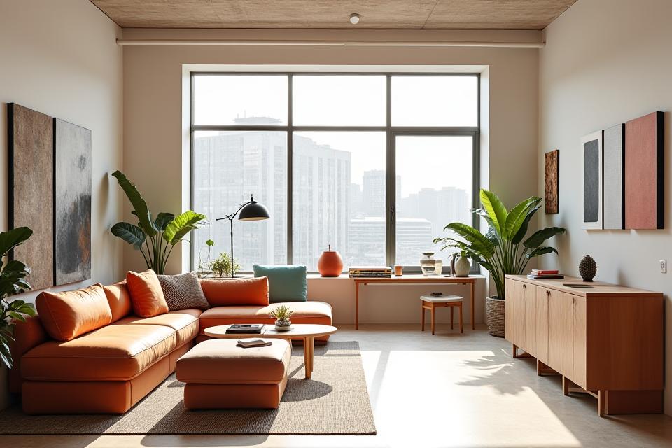 Interiør av Vinkel Veven's showroom på Møllergata, med utstilte møbler og belysning.