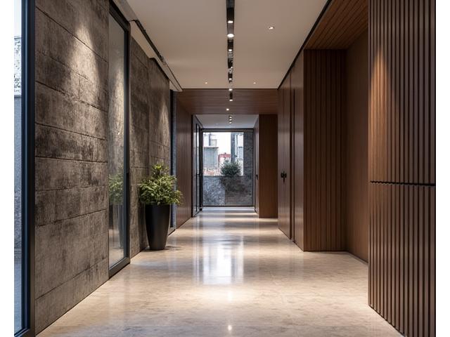 Tapet inspirert av arkitektoniske fasetter i et moderne inngangsparti