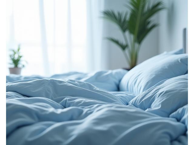 Luksuriøst sengetøy med et diskret matematisk mønster, strategisk arrangert i et soverom